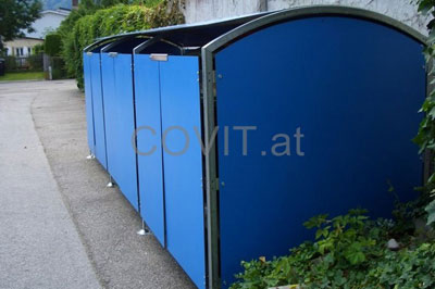 Modulare COVIT Mülltonnenbox verkleidet mit HPL PLatten